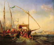 Naval Battle of Imbre in 1346 von Eugene Modeste Edmond Lepoittevin