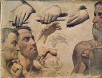 Study of Heads and Hands for the Apotheosis of Homer von Jean Auguste Dominique Ingres