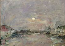 Dusk on the Commercial Dock at Le Havre von Eugene Louis Boudin