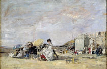 Woman in White on the Beach at Trouville by Eugene Louis Boudin