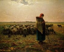 Shepherdess with her Flock von Jean-Francois Millet