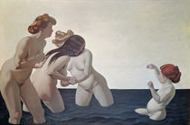 Three Women and a Young Girl Playing in the Water von Felix Edouard Vallotton