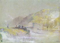 Foul by God: River Landscape with Anglers Fishing from a Weir by Joseph Mallord William Turner