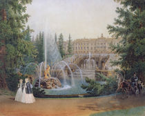 View of the Marly Cascade from the Lower Garden of the Peterhof Palace von Vasili Semenovich Sadovnikov
