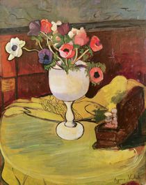 Vase of Flowers, Anemones in a White Glass by Marie Clementine Valadon