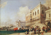 View of Venice. The Riva degli Schiavoni and the Doge's Palace von Richard Parkes Bonington