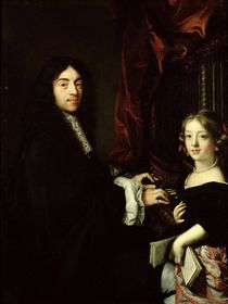 Portrait of Charles Couperin and the Daughter of the Artist von Claude Lefebvre