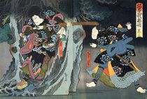 Actors in the roles of Ettyujiro and Kagekiyo in 'Soga Monogatari' by Utagawa Hirosada