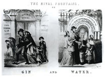 The Rival Fountains or Gin and Water by George Cruikshank
