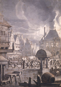Fire at the Old Town Hall in Amsterdam von Jan van der Heyden