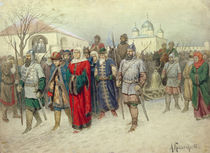Joining of Great Novgorod, Novgorodians Departing to Moscow, 1880 by Aleksei Danilovich Kivshenko