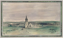 Church and Village in the Middle of a Field von Louis Adolphe Hervier