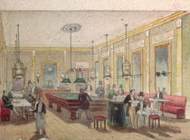 The Billiard Room in a Cafe by French School