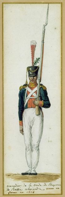 Grenadier of the Guard of Alexander I during a visit to France in 1814 von Pierre Antoine Lesueur