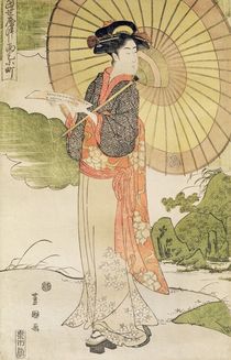 Standing woman with a parasol by Toyokuni II