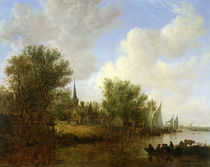 River scene with a View of Overschie by Jan Josephsz. van Goyen