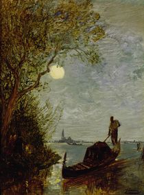Moonlit Scene with Gondola von Felix Ziem