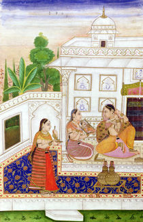 Vilaval Ragini: Woman at her Toilet by Indian School