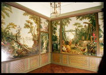 Painted wall panels in the Salon of Gille Demarteau by Francois Boucher