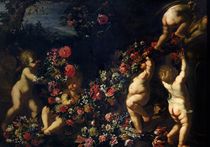 Putti Playing with Garlands of Flowers by Carlo Maratta or Maratti