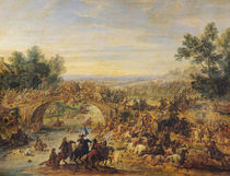 Cavalry Battle on a Bridge von Adam Frans Van der Meulen