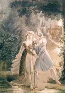 Blanca and Abon Hamet in the Gardens of the Alhambra von French School