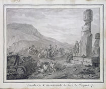 Islanders & Monuments of Easter Island by Gaspard Duche de Vancy