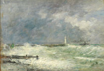 Entrance to the Harbour at Le Havre in Stormy Weather von Eugene Louis Boudin