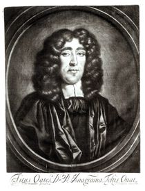 Portrait of Titus Oates engraved by R. Thompson by Thomas Hawker