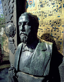 Portrait bust of Alexander Borodin from his tomb by Russian School
