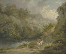 Rocky Landscape with Two Men on a Horse von George Morland