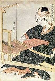 Woman Weaving von Kitagawa Utamaro