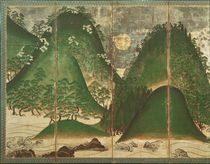 Spring Landscape with Sun, part of a six panel folding screen von Japanese School