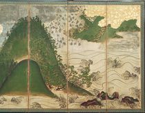 Spring Landscape with Sun, part of a six panel folding screen von Japanese School