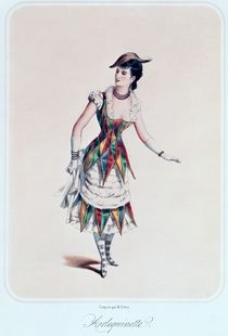 Costume design for a female harlequin von French School