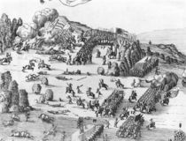 General view of the battle of Muhlberg von German School