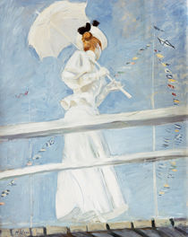 Young Woman with a Parasol on a Jetty by Paul Cesar Helleu