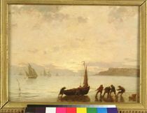 Return from Fishing with Setting Sun by Eugene Louis Boudin