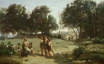 Homer and the Shepherds in a Landscape von Jean Baptiste Camille Corot