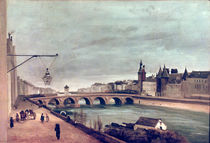 View of the Pont au Change from Quai de Gesvres by Jean Baptiste Camille Corot