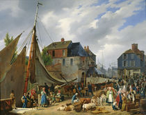 Loading Livestock onto the 'Passager' in the Port of Honfleur von Auguste-Xavier Leprince