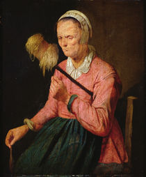 A Woman Spinning von David III Ryckaert