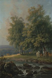 Horses and Cattle by a River von George the Elder Barret