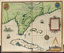 Map of Florida, from 'Brevis Narratio..' by Jacques Le Moyne