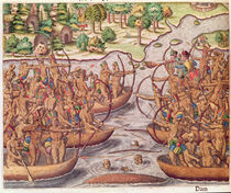 Battle Between Indian Tribes by Jacques Le Moyne