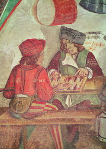 Interior of an Inn, detail of backgammon players by Italian School