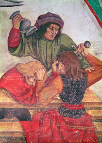 Interior of an Inn, detail of drinkers fighting von Italian School