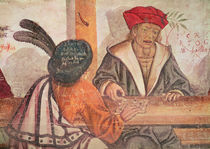 Interior of an Inn, detail of two men playing a board game von Italian School