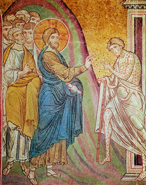 Jesus healing a leper by Byzantine School