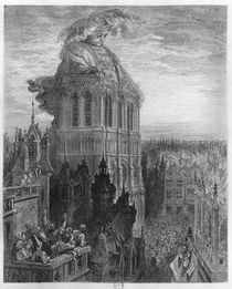 Gargantua on the towers of Notre-Dame at Paris von Gustave Dore